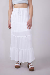 Love Tree Tiered Maxi Beach Skirt for Women in White