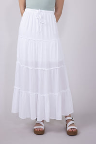 Love Tree Tiered Maxi Beach Skirt for Women in White