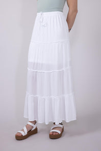 Love Tree Tiered Maxi Beach Skirt for Women in White