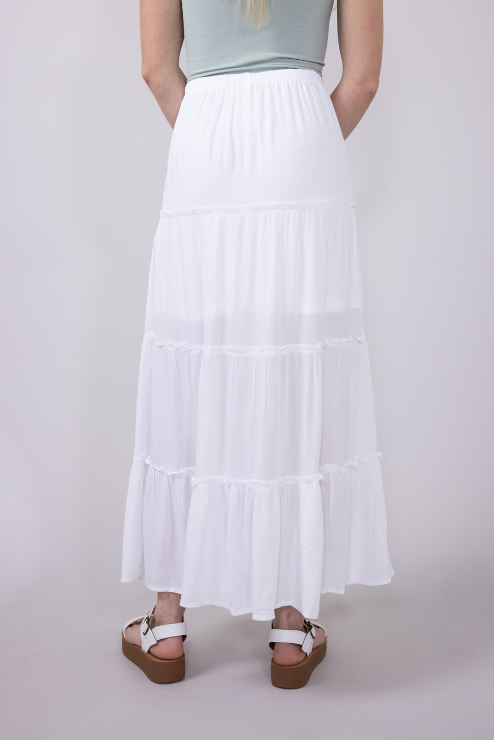 Love Tree Tiered Maxi Beach Skirt for Women in White