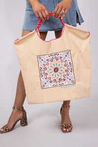 Mandala Rope Handle Bag in Beige