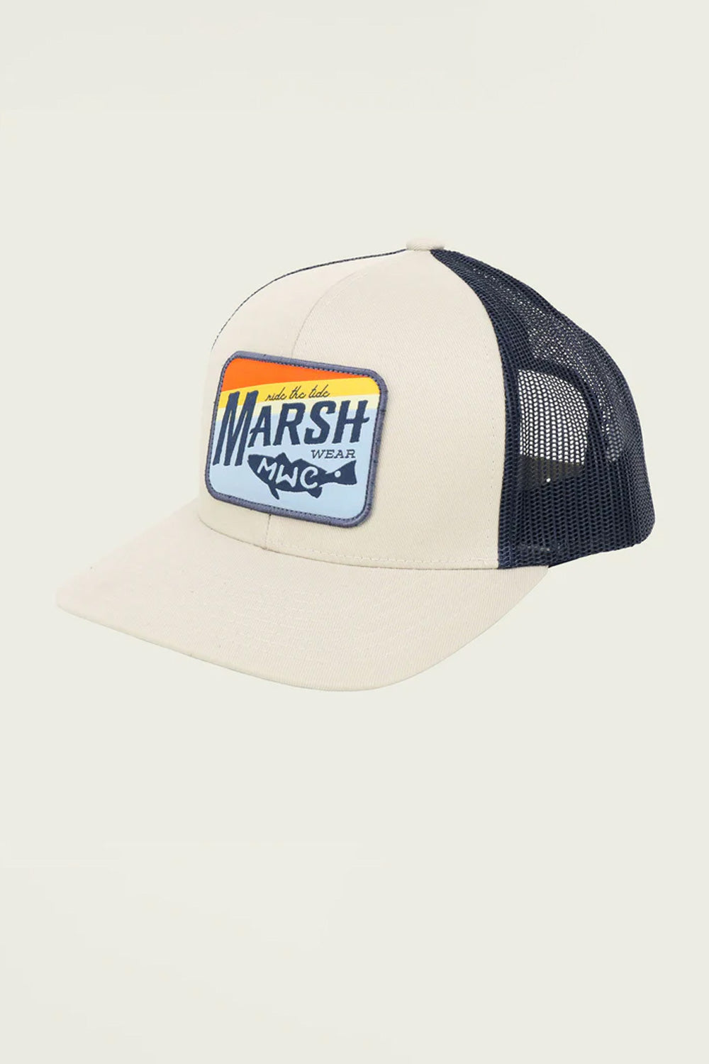 Marsh Wear Sunset March Fish Trucker Hat for Men in Cream