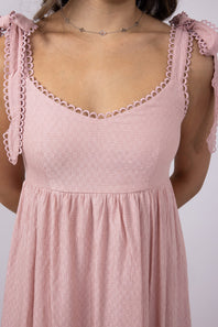 Maxi Tie Sleeve Dress for Women in Light Pink