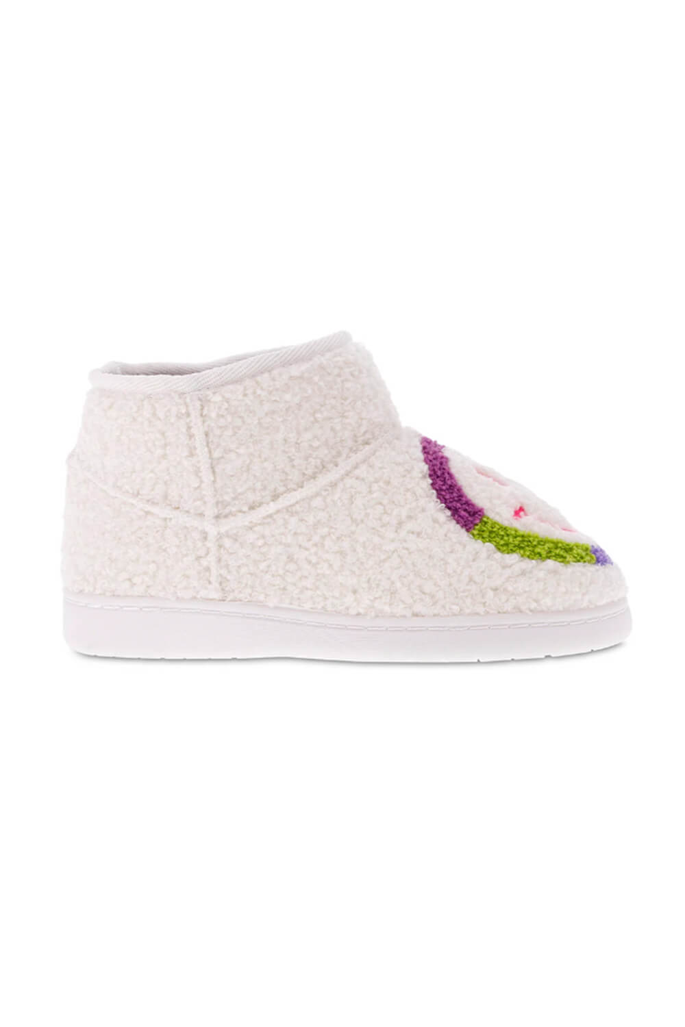 MIA Smiley Face Slipper Booties for Women in Rainbow