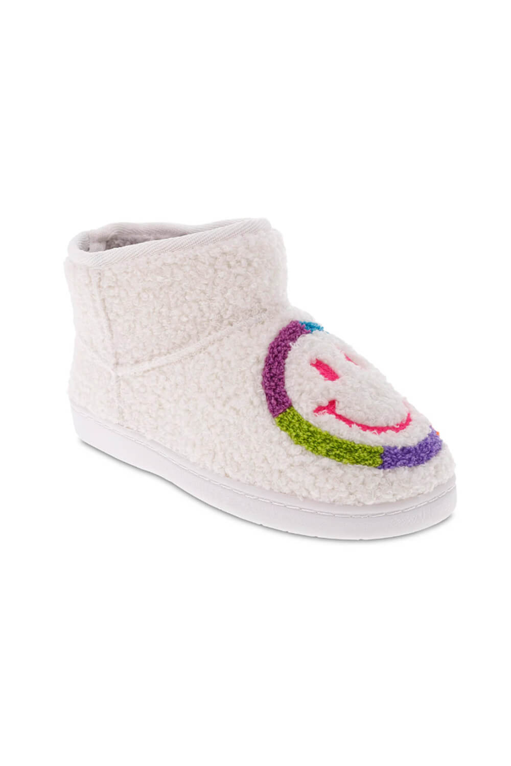 MIA Smiley Face Slipper Booties for Women in Rainbow