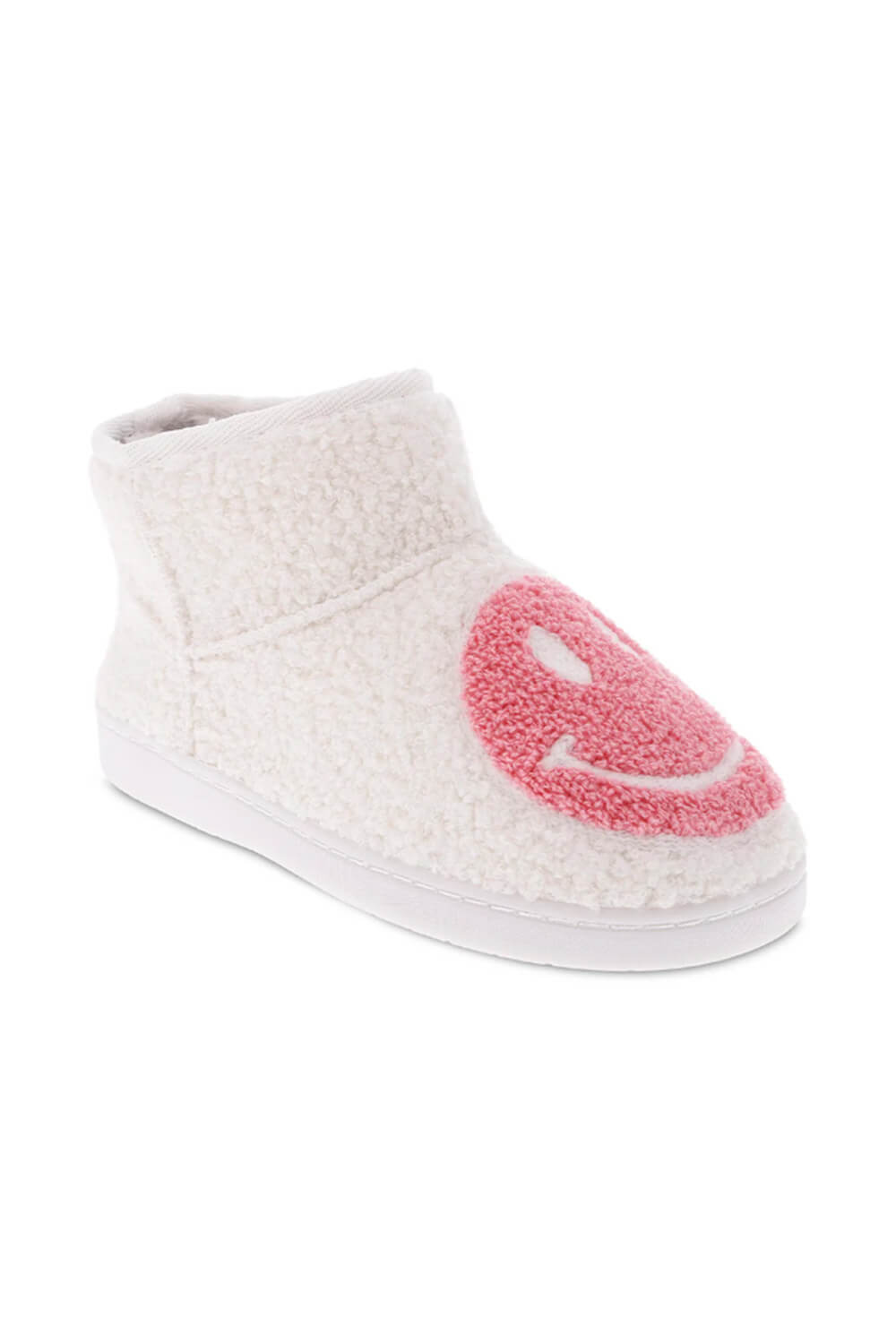 MIA Smiley Face Slipper Booties for Women in Pink