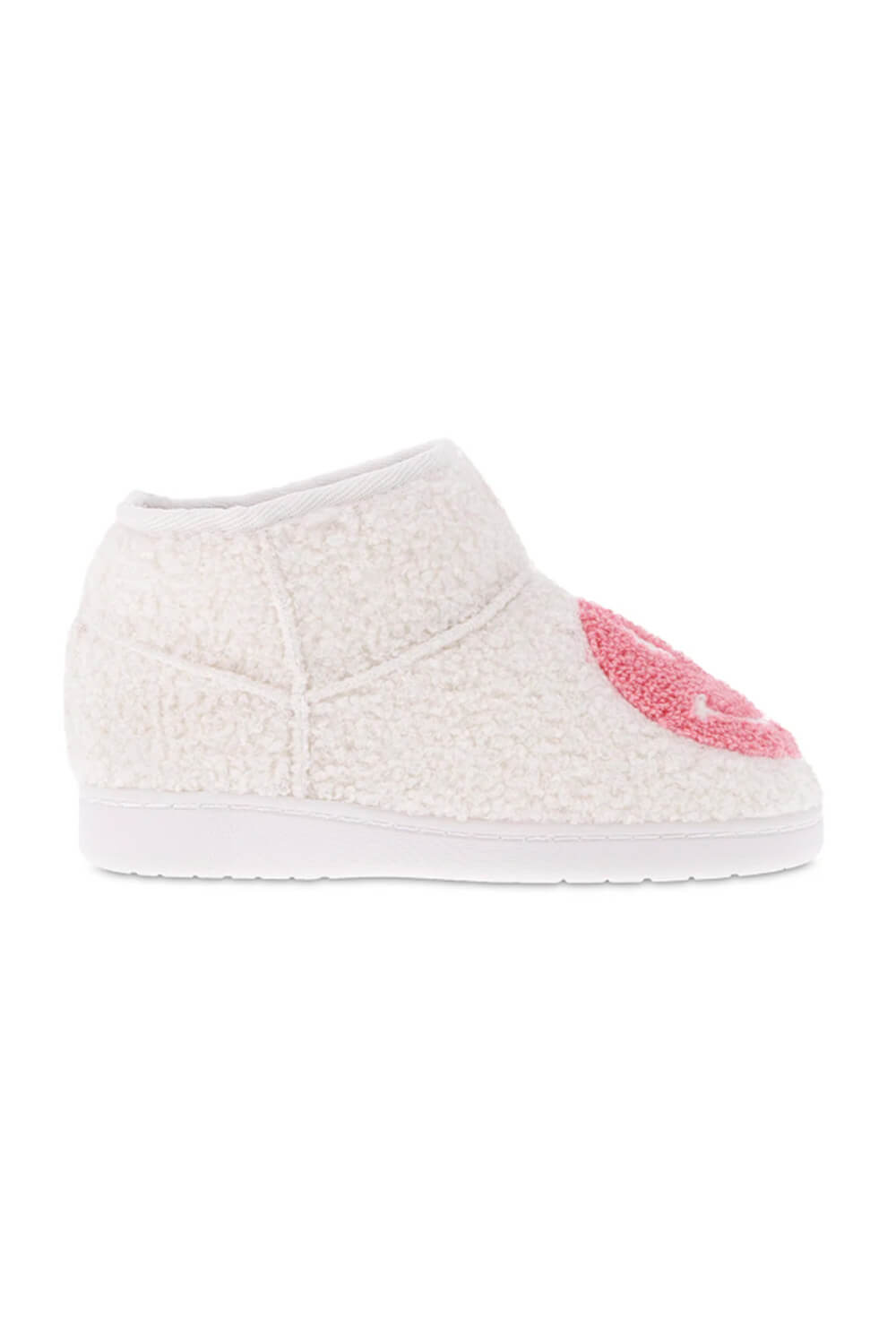 MIA Smiley Face Slipper Booties for Women in Pink