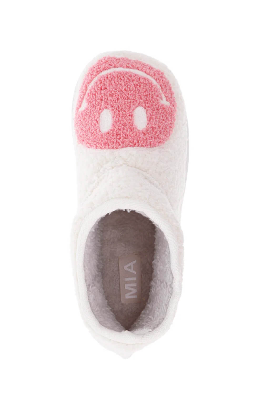 MIA Smiley Face Slipper Booties for Women in Pink