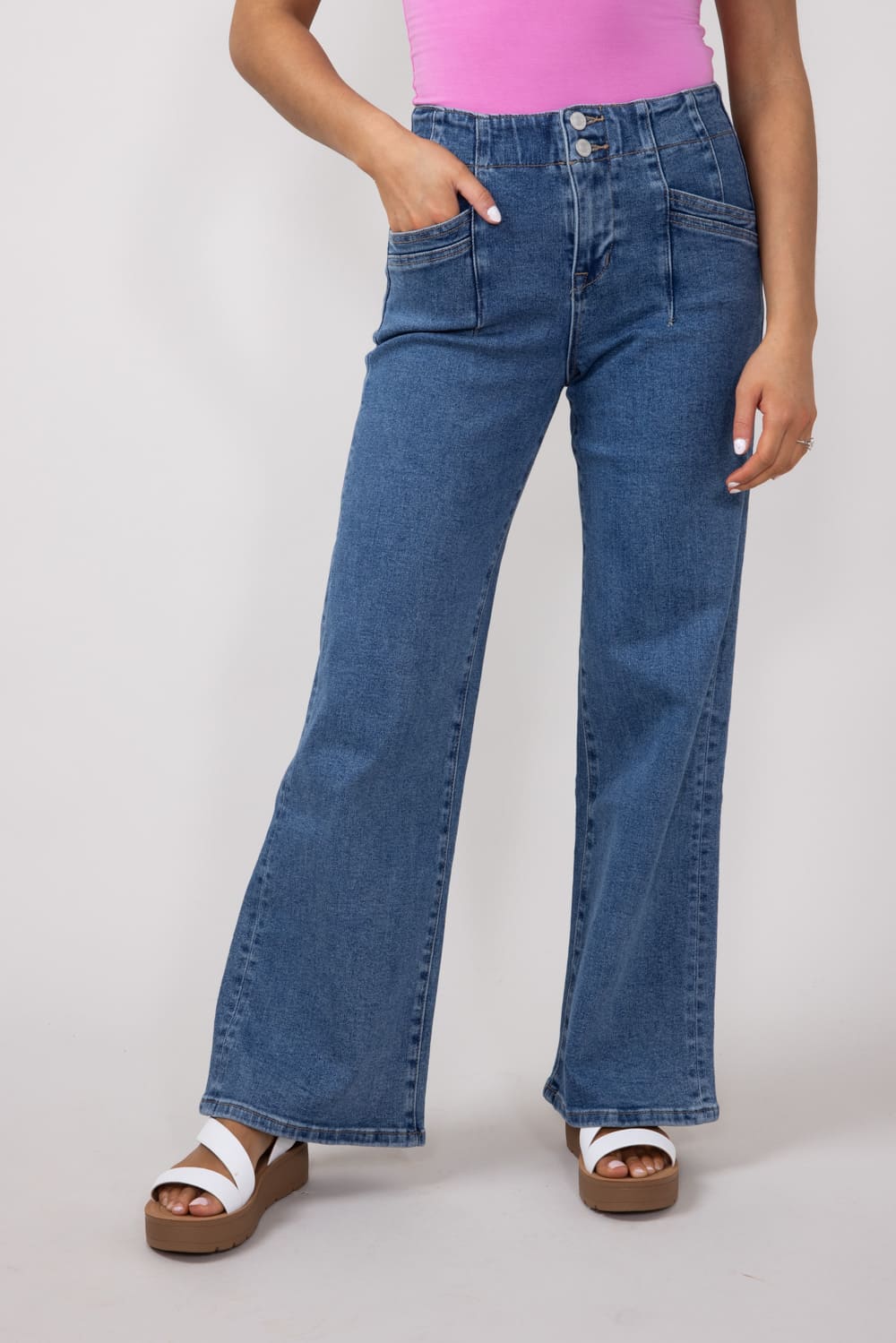 Mica High Rise Wide Leg Jeans for Women in Medium Wash