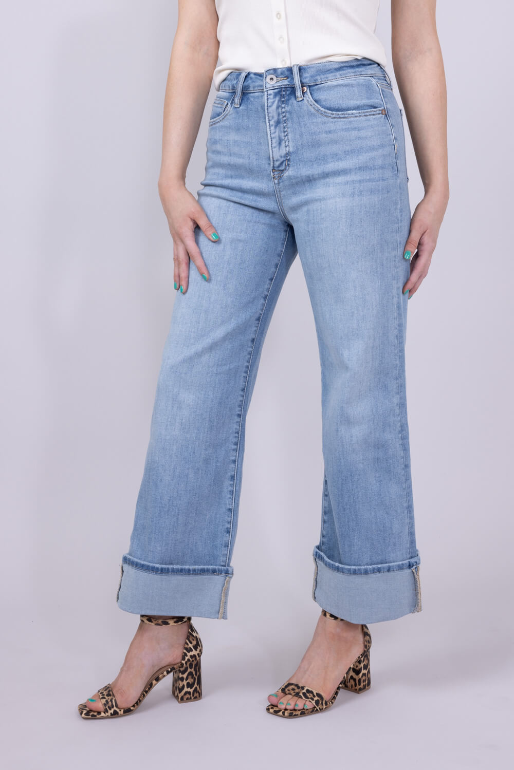 Mica Super High Rise Cuffed Wide Leg Jeans for Women