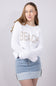 Beach Crewneck Sweater for Women in White Beige