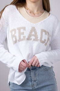 Miracle Beach Lightweight Sweater for Women in Ivory Beige