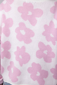 Miracle Floral Lightweight Sweater for Women in Ivory Pink