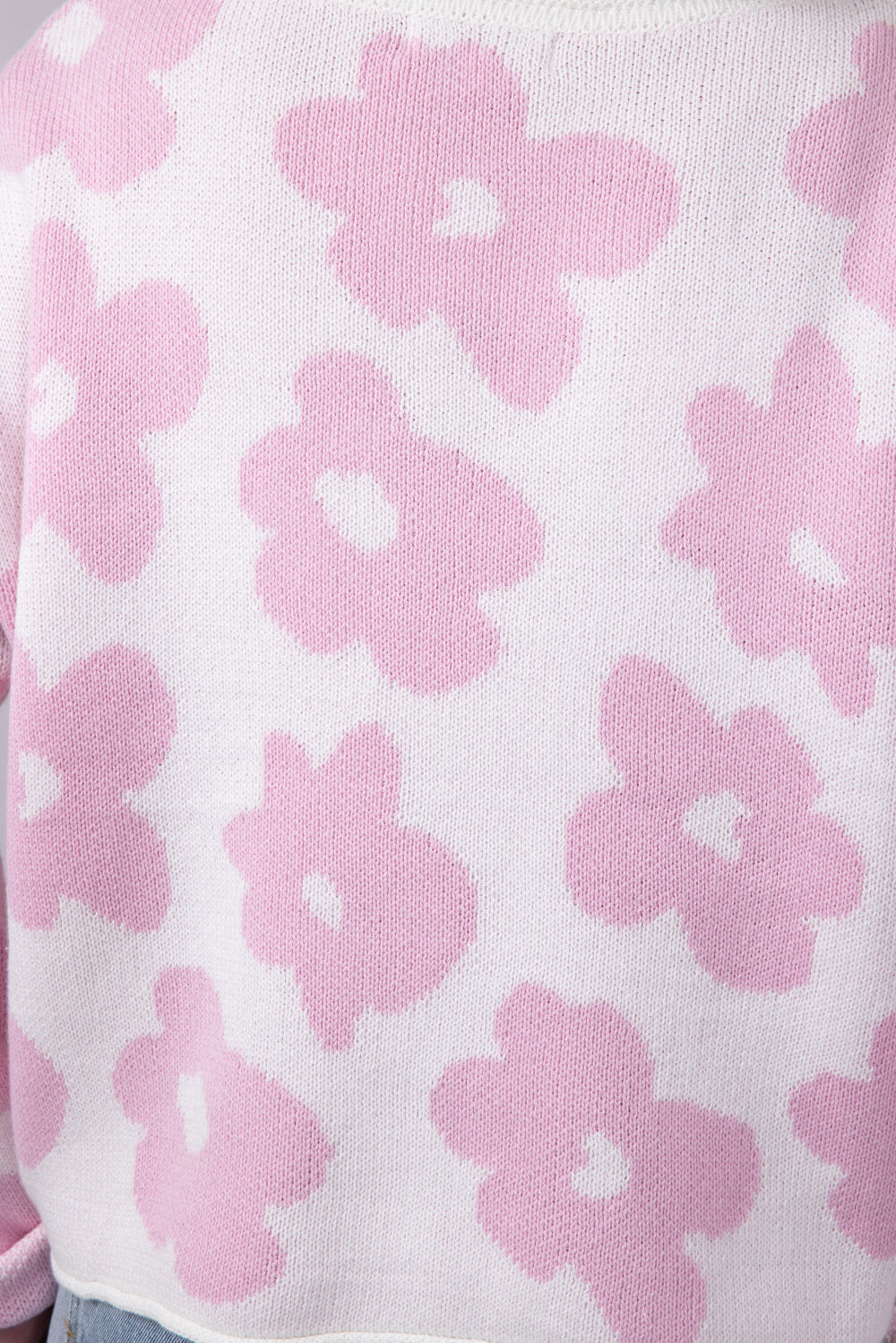 Miracle Floral Lightweight Sweater for Women in Ivory Pink
