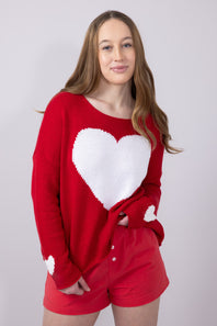 Miracle Heart Sweater for Women in Red