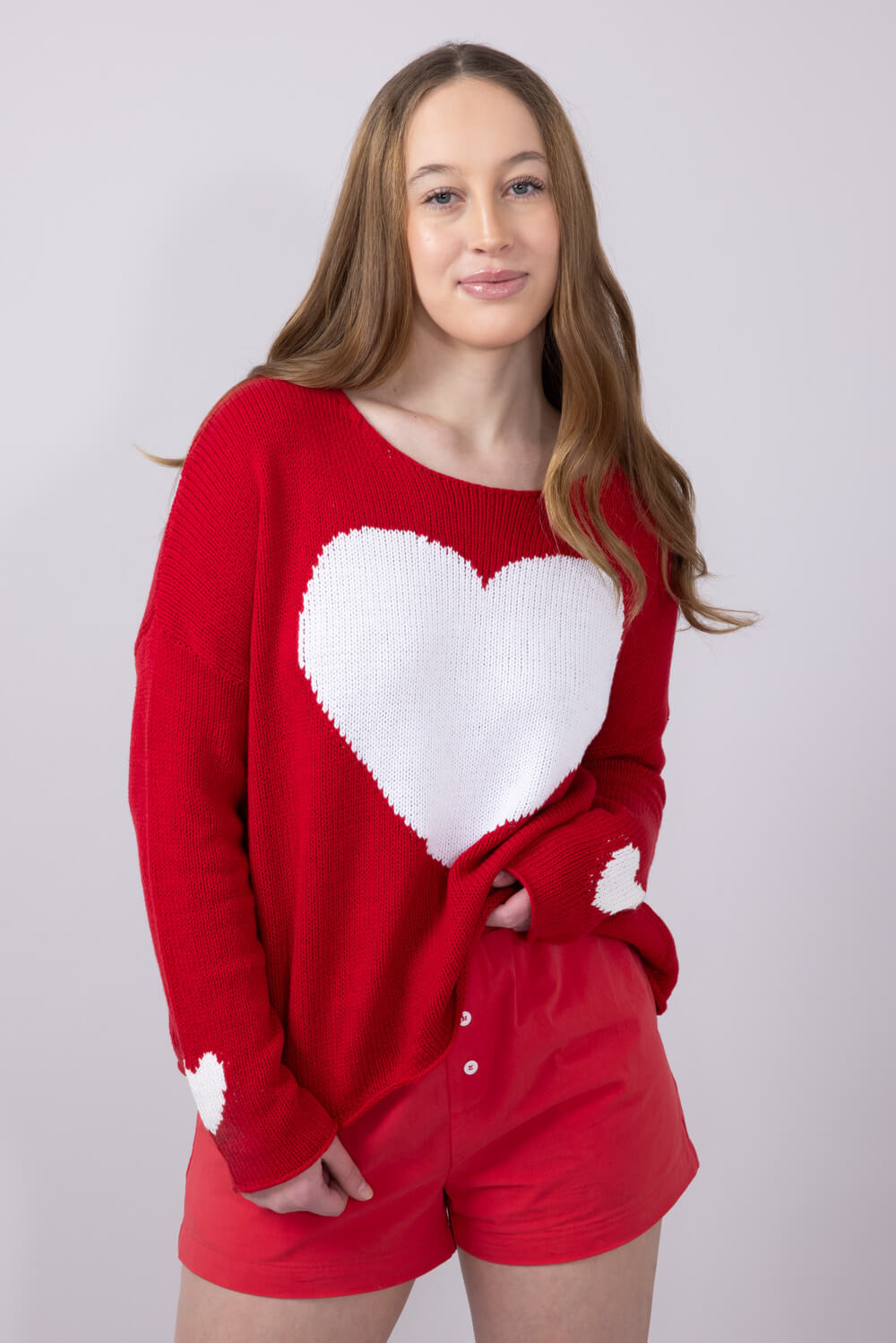 Miracle Heart Sweater for Women in Red