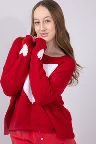 Miracle Heart Sweater for Women in Red