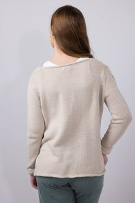 Miracle Lake Life Lightweight Sweater for Women in Khaki/Ivory