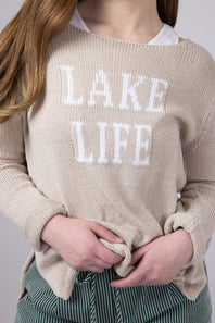 Miracle Lake Life Lightweight Sweater for Women in Khaki/Ivory