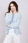 Miracle Lightweight Gauge Stripe Sweater for Women in Cream/Light Blue