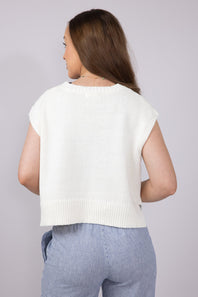 American Flag Sweater for Women in Off White