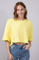 Washed Ashore Cable Stitch Short Sleeve Sweater for Women in Lemon