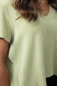 Urban Ribbed Knit Top for Women in Pistachio