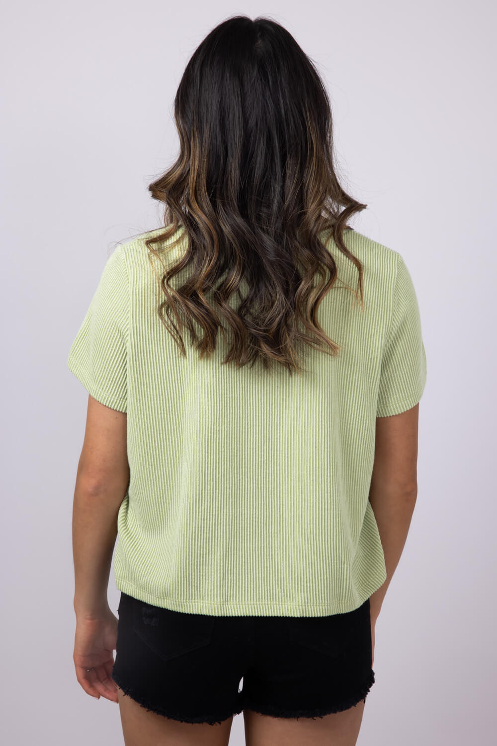 Urban Ribbed Knit Top for Women in Pistachio