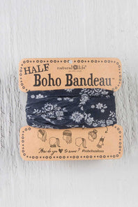 Natural Life Half Boho Bandeau Headband in Black Cream Floral