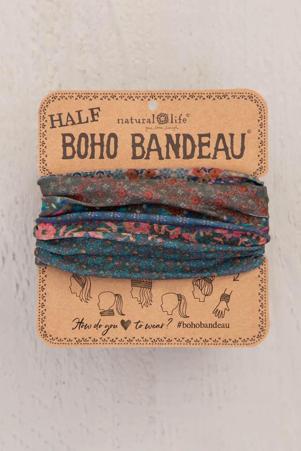 Natural Life Half Boho Bandeau Headband in Dark Patchwork