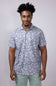 North River Reverse Print Tropical Button Shirt for Men in Blue
