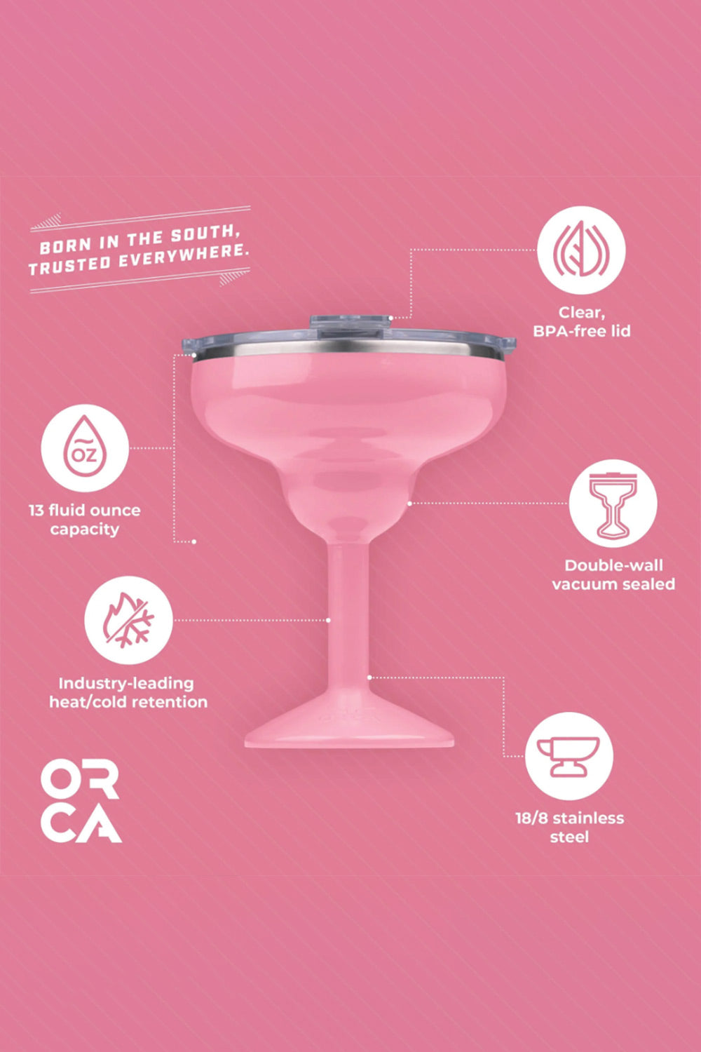 ORCA Rita 13 oz Insulated Margarita Lidded Tumbler in Pink
