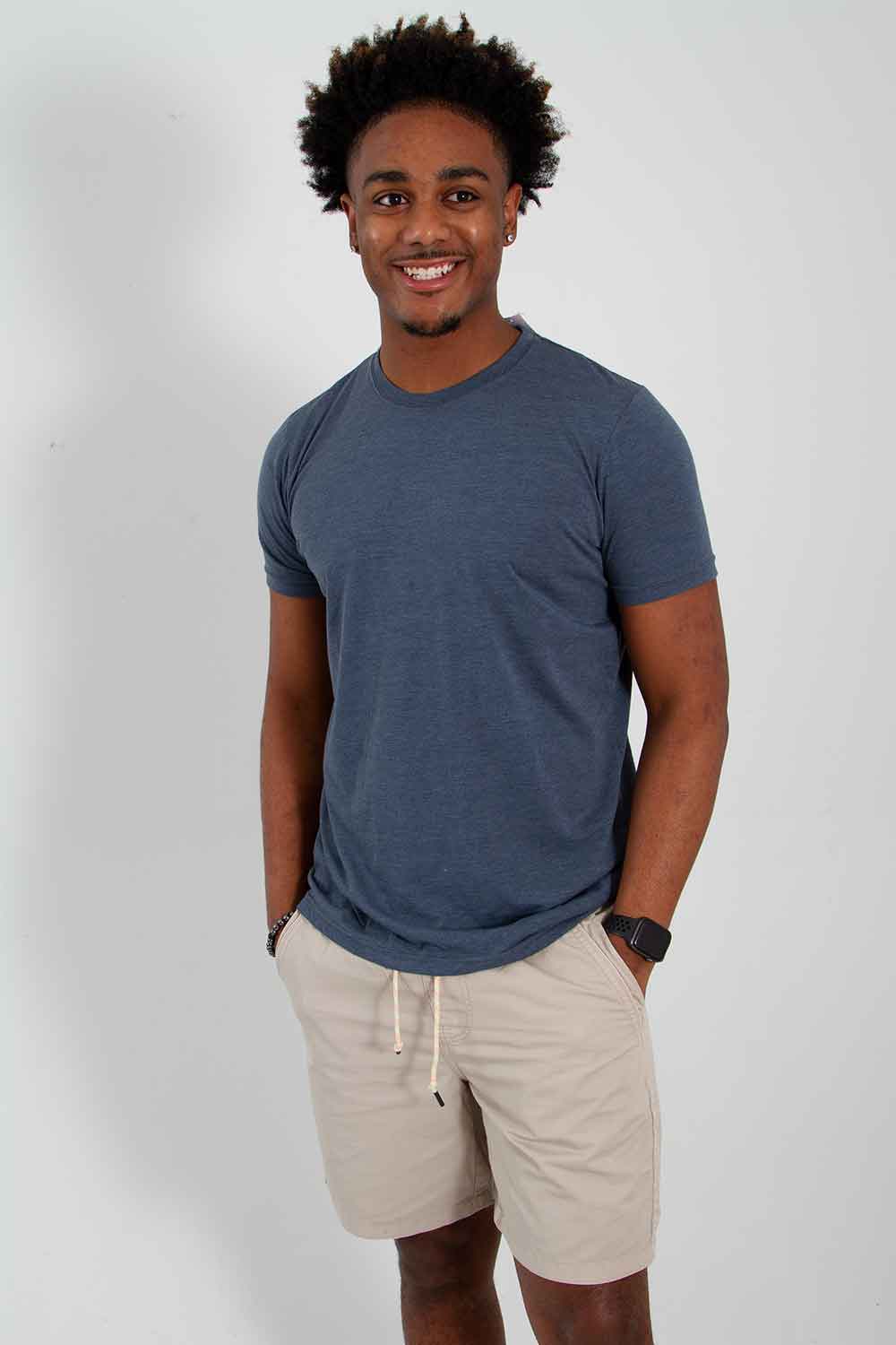 Basic Crewneck T-Shirt for Men in Indigo Blue