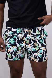 Party Pants Palm Melt Swim Shorts for Men in Black