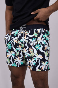 Party Pants Palm Melt Swim Shorts for Men in Black