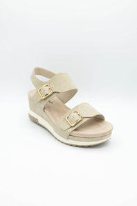Pierre Dumas Lyra Wedge Sandals for Women in Nude