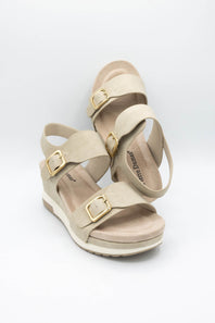 Pierre Dumas Lyra Wedge Sandals for Women in Nude