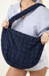 Large Quilted Puffer Carryall Bag for Women in Navy