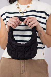 Quilted Puffer Mini Bag for Women in Black