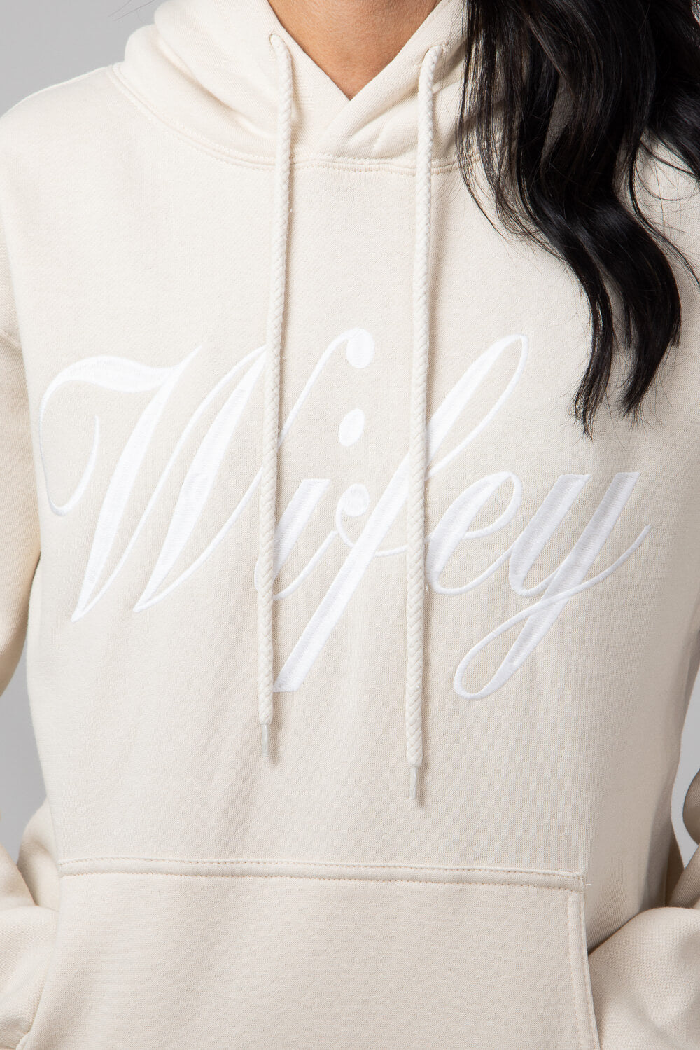 1897 Active Wifey Embroidered Hoodie for Women in Cream