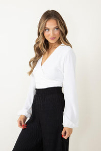 Rokoko Open Tie Back Wrap Top for Women in White