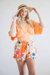 Rokoko Bat Wing Open Back Top for Women in Orange