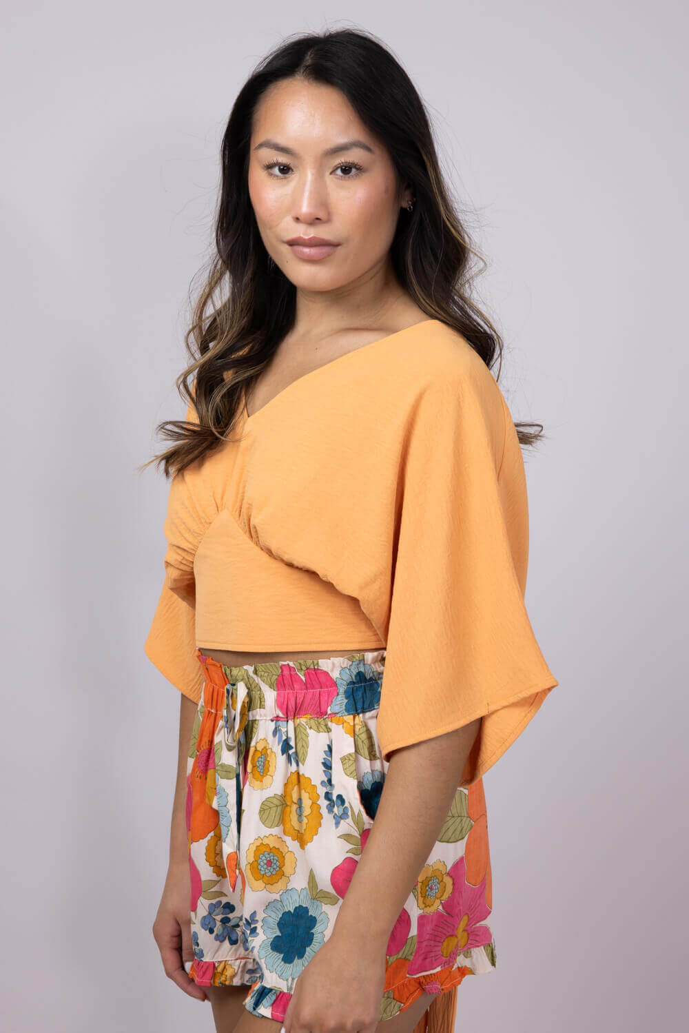 Rokoko Bat Wing Open Back Top for Women in Orange