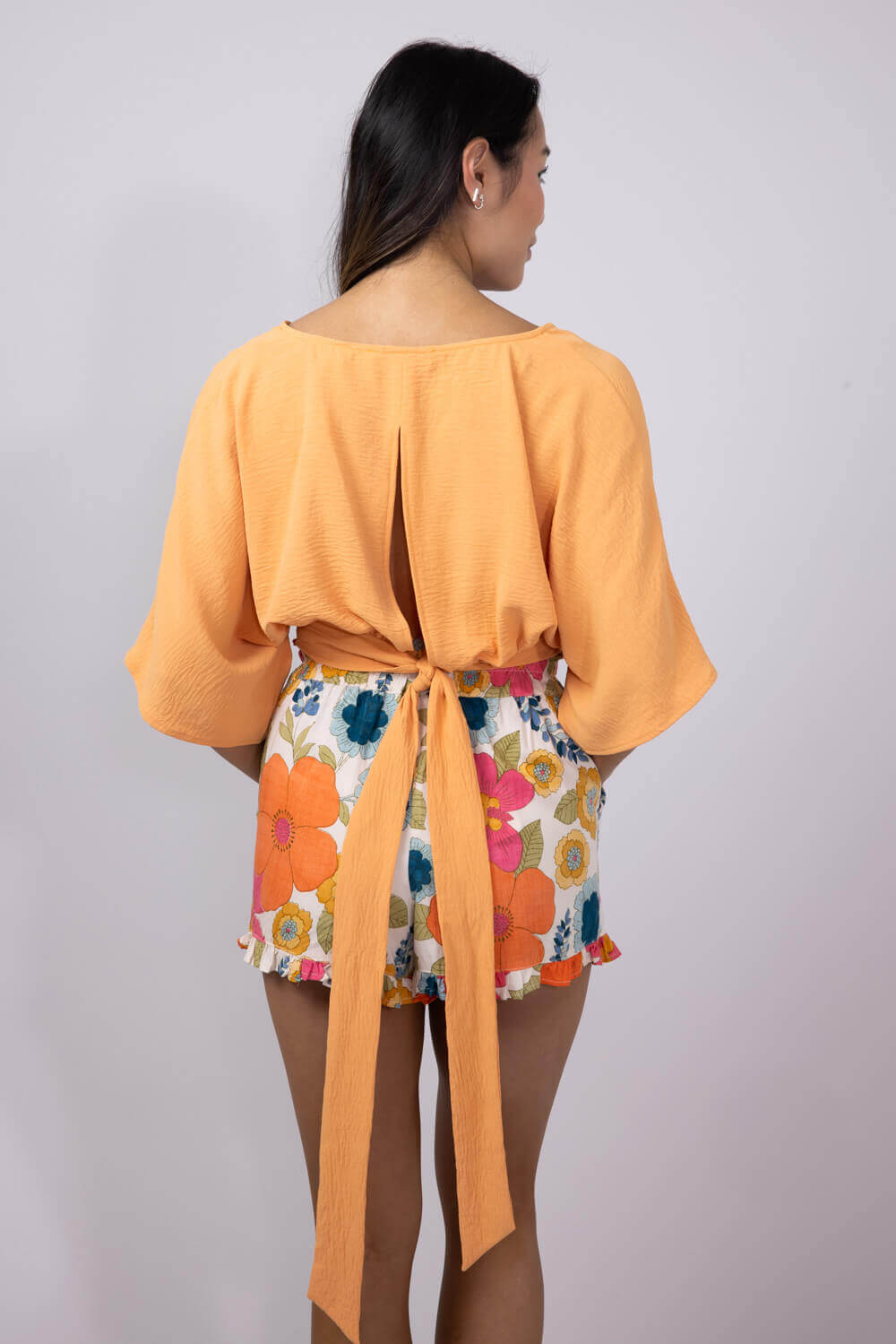 Rokoko Bat Wing Open Back Top for Women in Orange