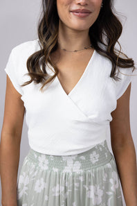 Rokoko Open Back Wrap Top for Women in White