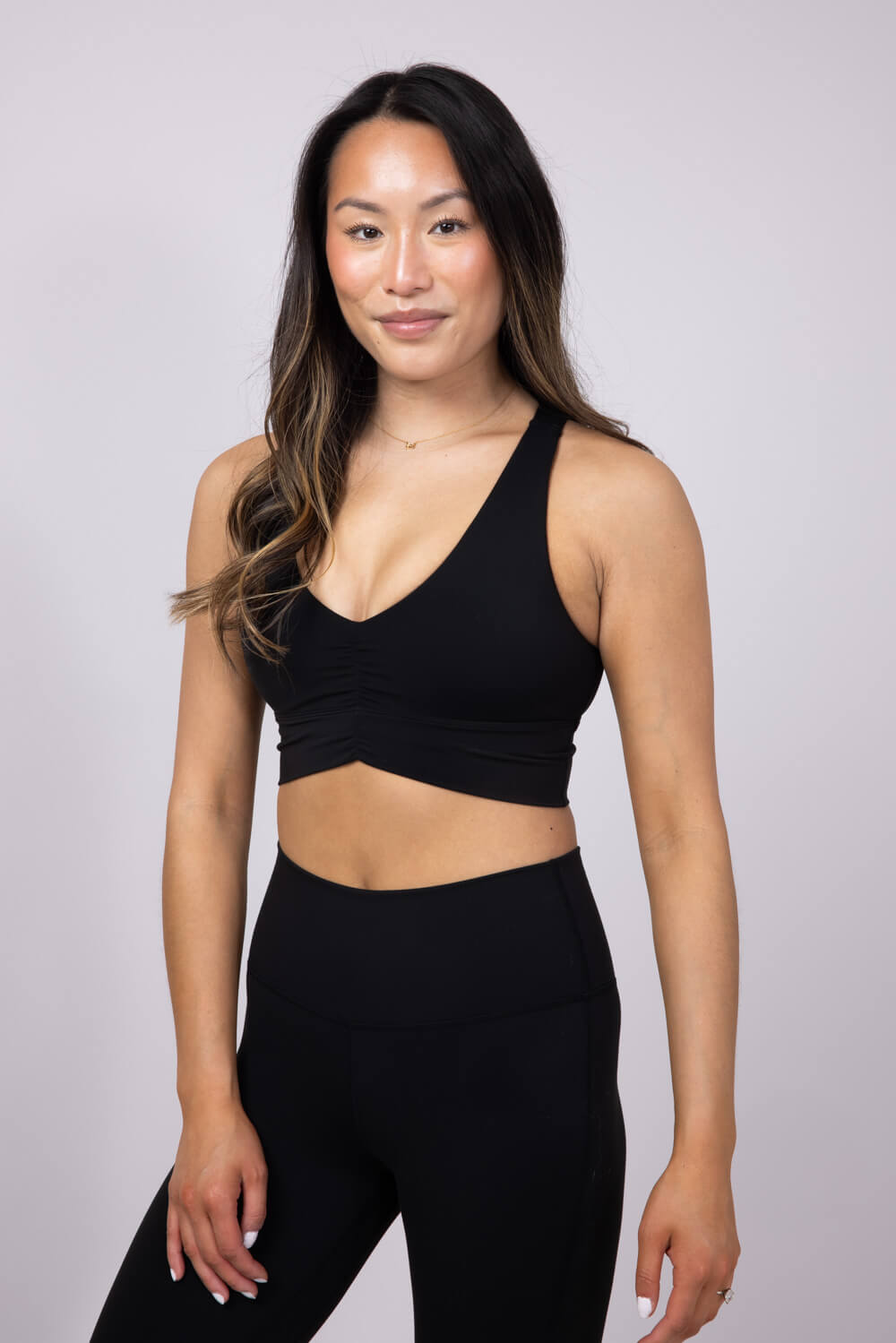 Ruched Racerback Bra for Women in Black