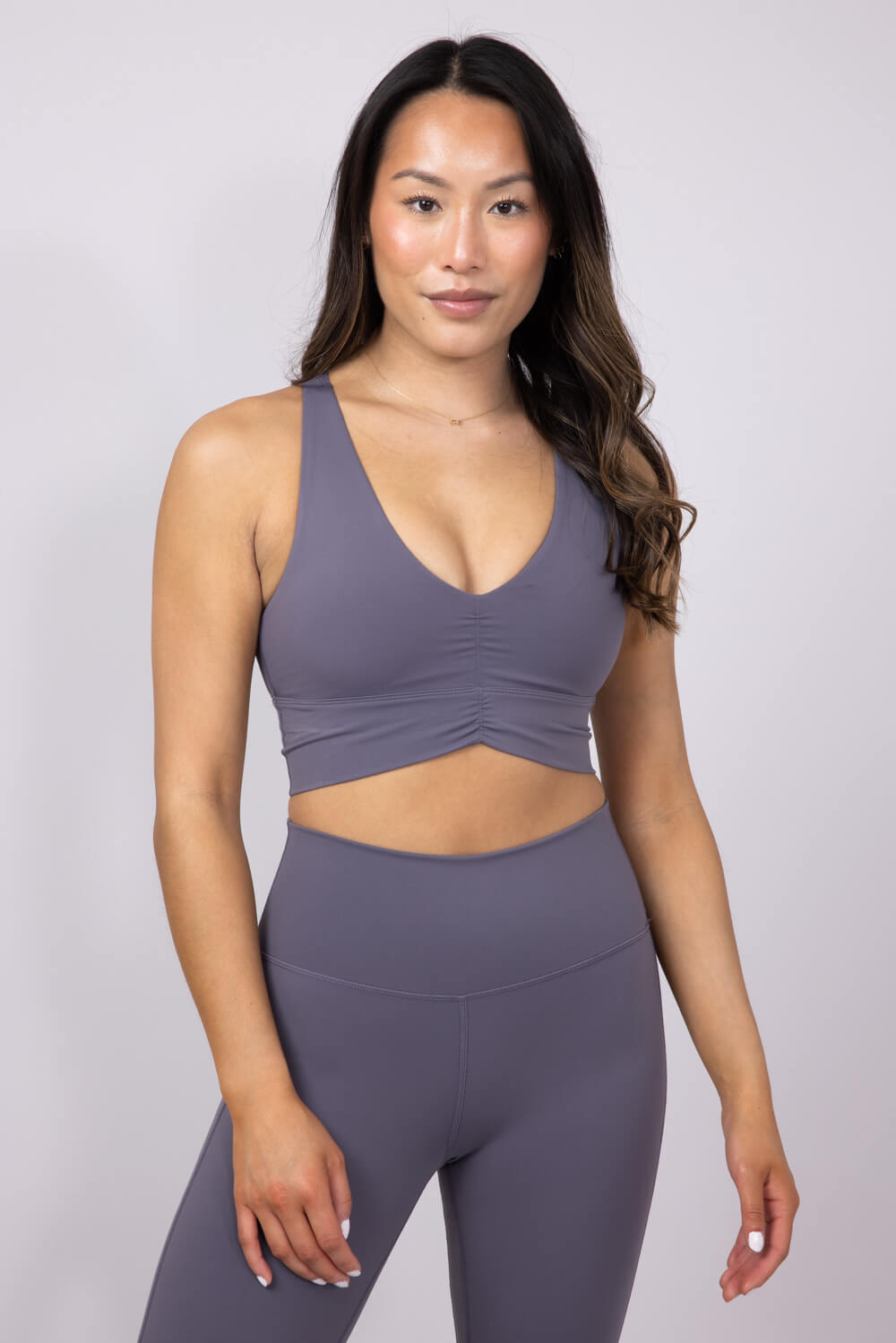 Ruched Racerback Bra for Women in Charcoal