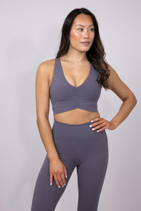 Ruched Racerback Bra for Women in Charcoal