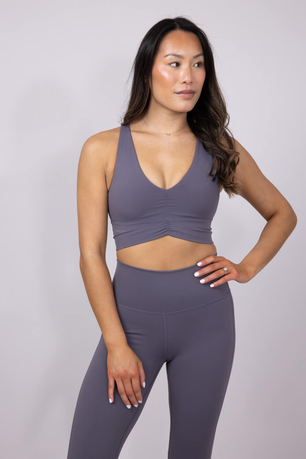 Ruched Racerback Bra for Women in Charcoal