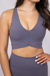 Ruched Racerback Bra for Women in Charcoal